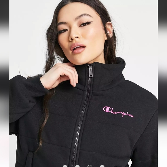 Champion Puffer Jacket with Logo in Black - Picture 4 of 5